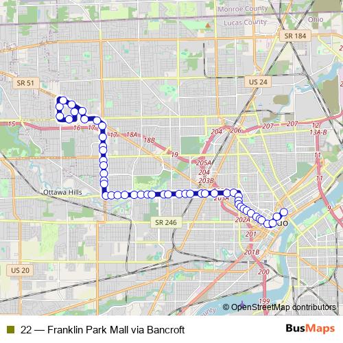 22 bus Line Map