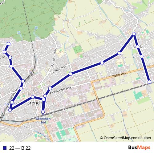 22 bus Line Map