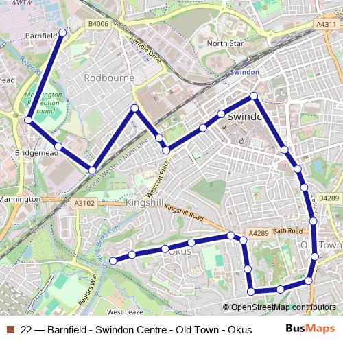 22 bus Line Map