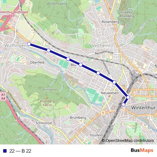 22 bus Line Map