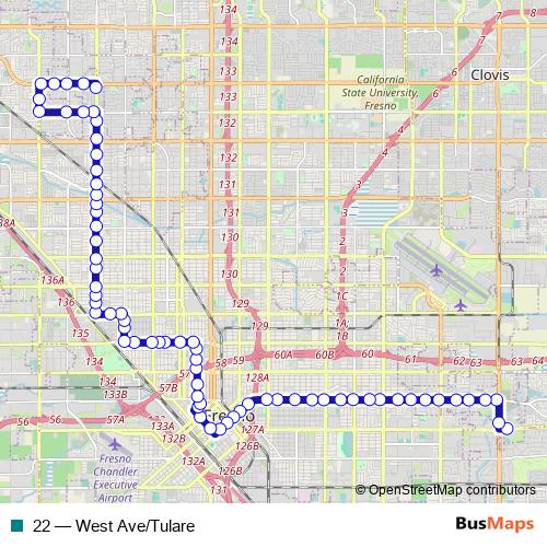 22 bus Line Map