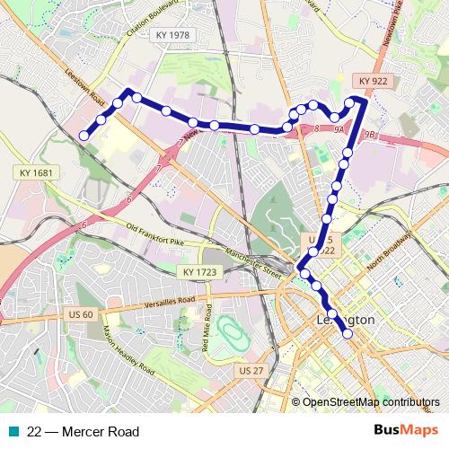 22 bus Line Map