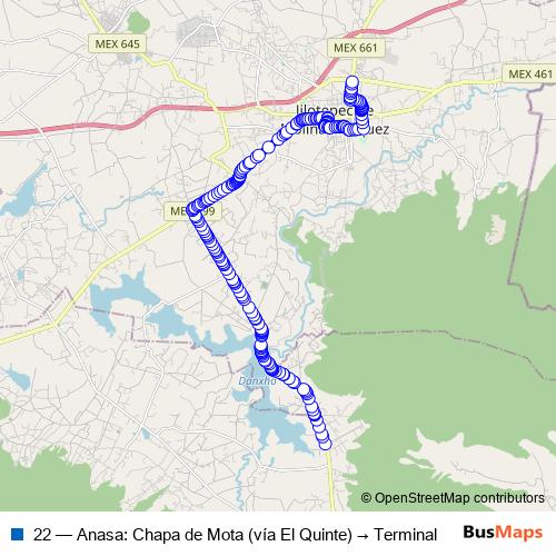 22 bus Line Map