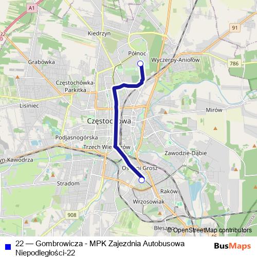 22 bus Line Map