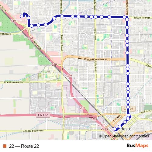 22 bus Line Map