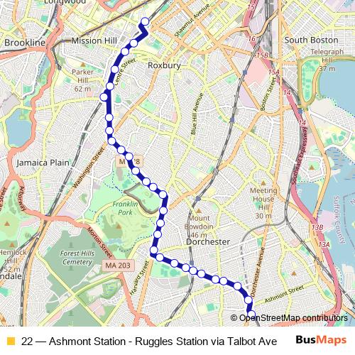 22 bus Line Map