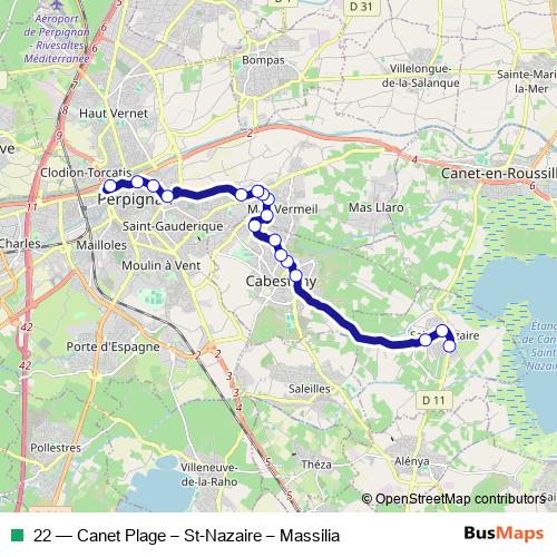 22 bus Line Map
