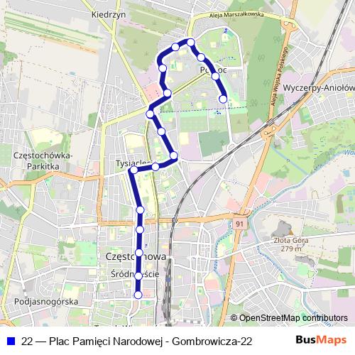 22 bus Line Map