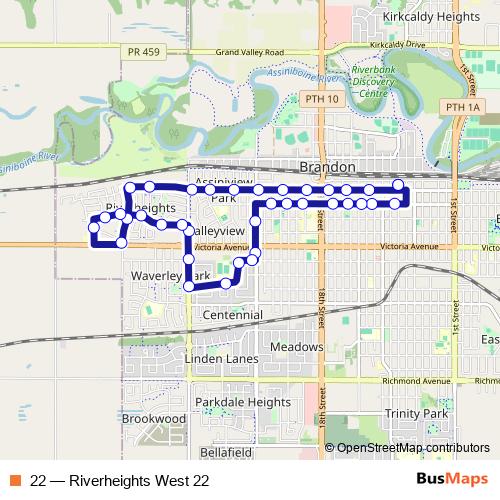 22 bus Line Map