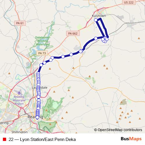 22 bus Line Map