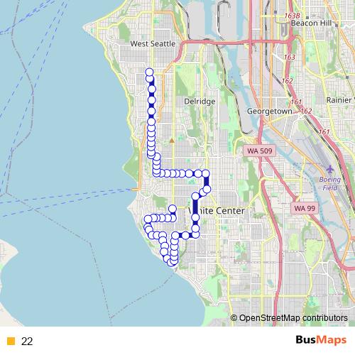 22 bus Line Map