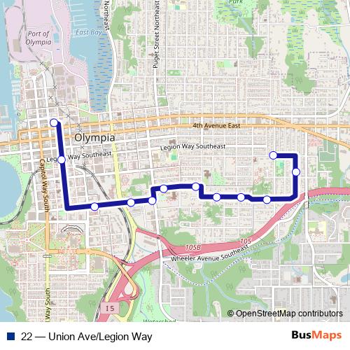 22 bus Line Map