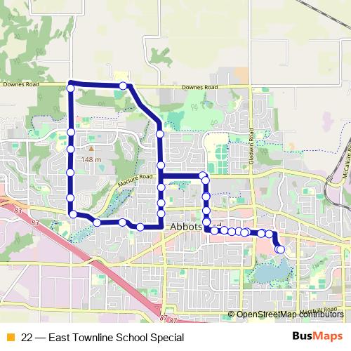 22 bus Line Map