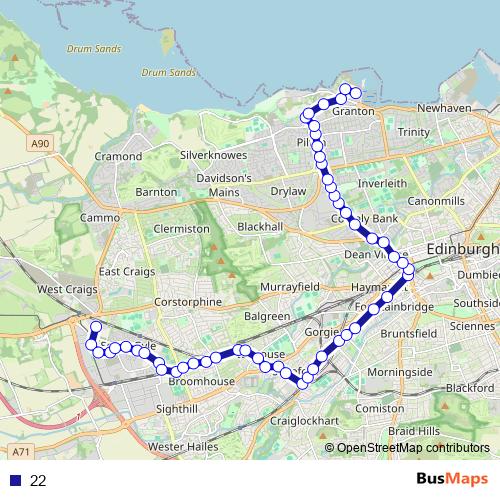 22 bus Line Map