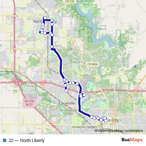 22 bus Line Map