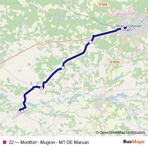 22 bus Line Map
