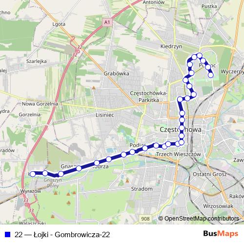 22 bus Line Map