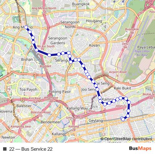 22 bus Line Map