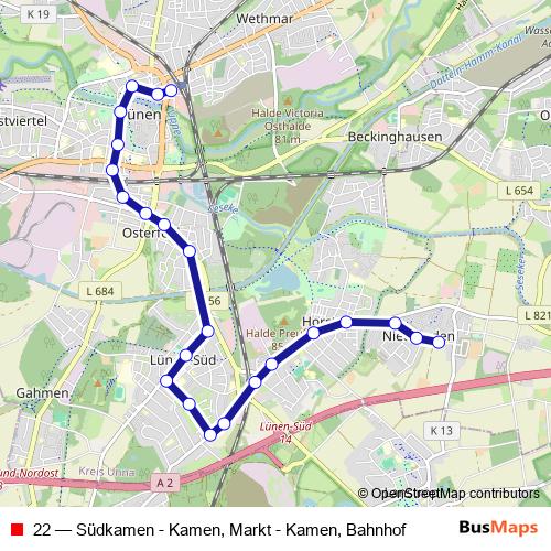22 bus Line Map