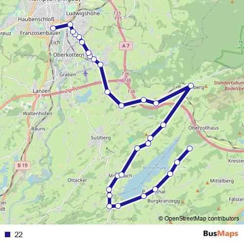 22 bus Line Map