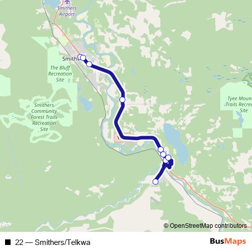 22 bus Line Map