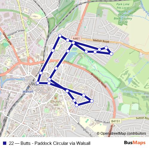 22 bus Line Map