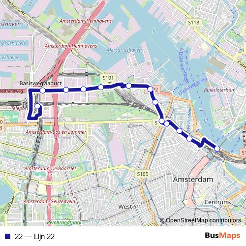 22 bus Line Map