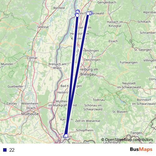 22 bus Line Map