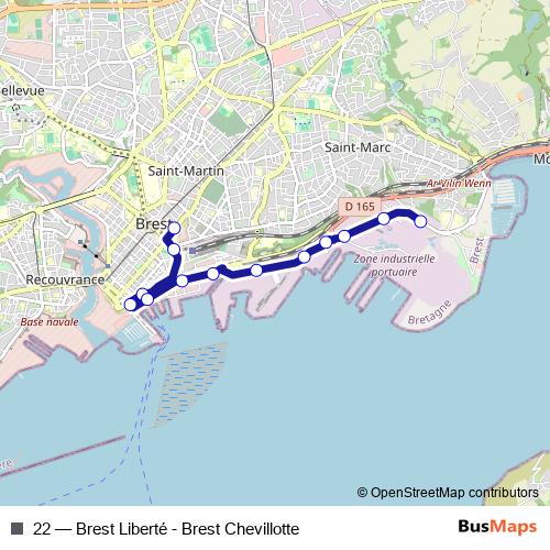 22 bus Line Map