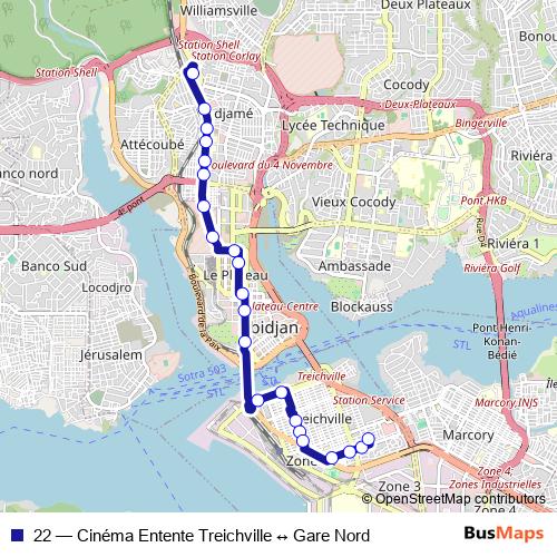 22 bus Line Map