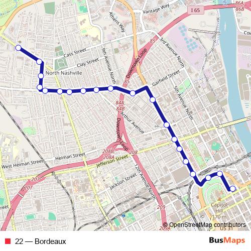 22 bus Line Map