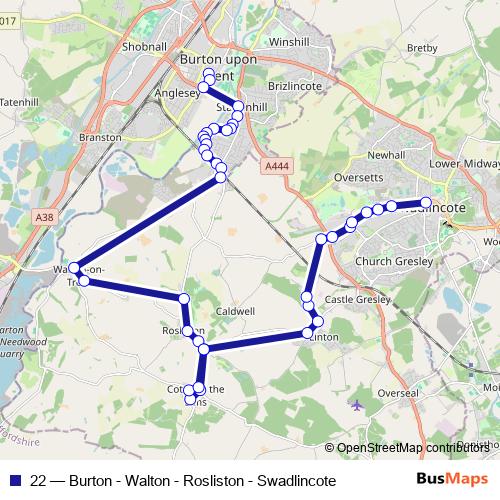 22 bus Line Map
