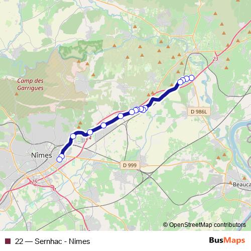 22 bus Line Map