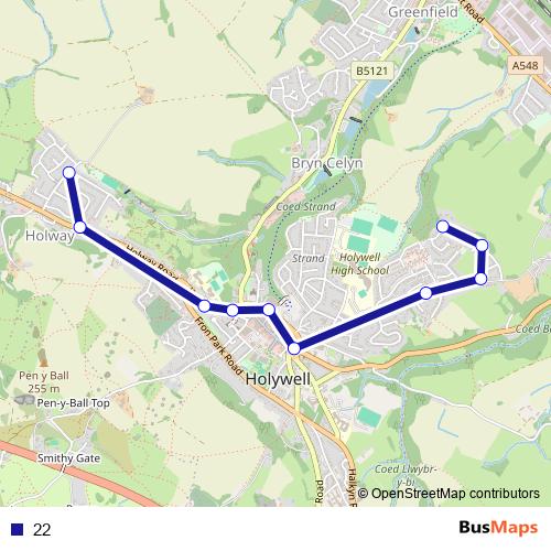 22 bus Line Map