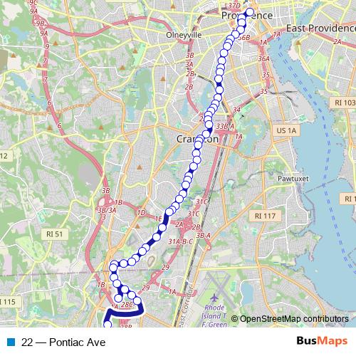 22 bus Line Map