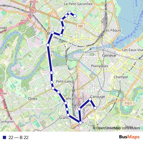 22 bus Line Map