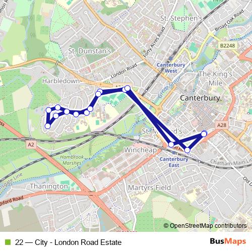 22 bus Line Map