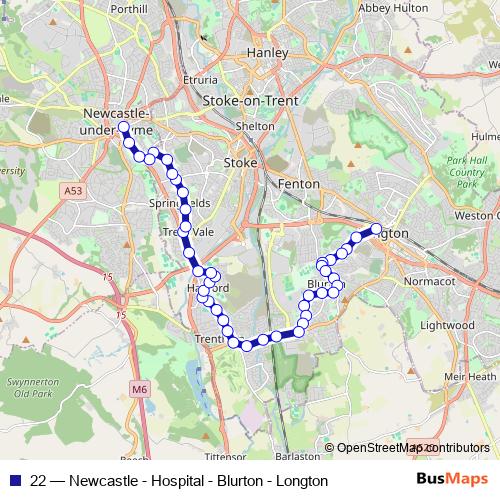 22 bus Line Map