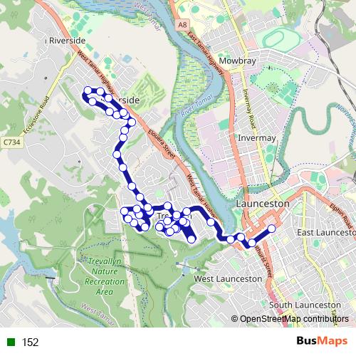 152 bus Line Map