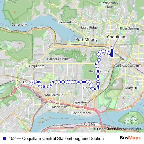 152 bus Line Map