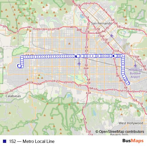 152 bus Line Map