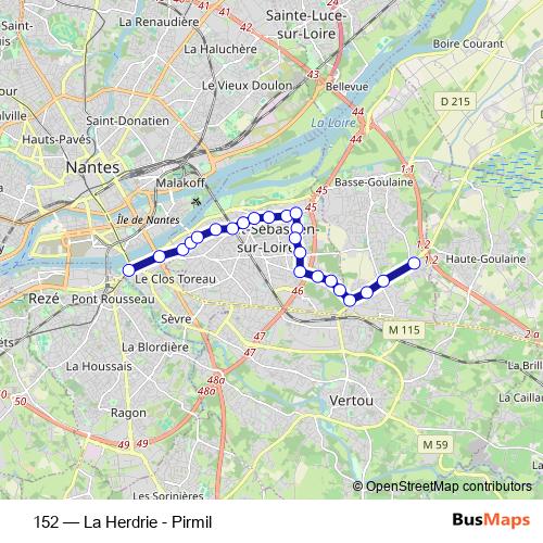152 bus Line Map