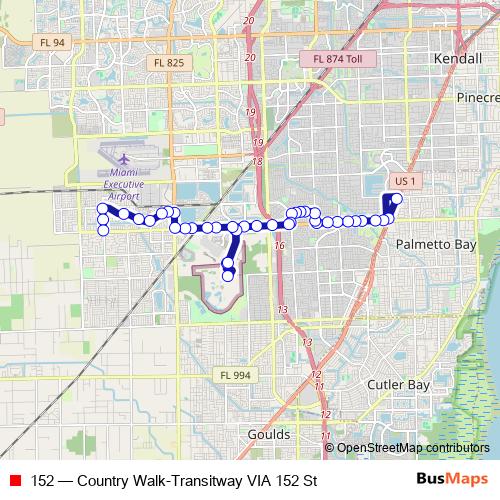 152 bus Line Map