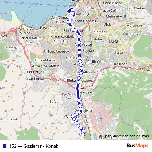 152 bus Line Map