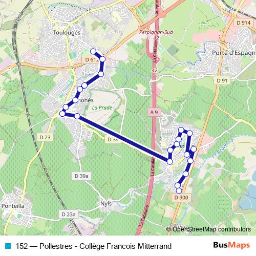 152 bus Line Map