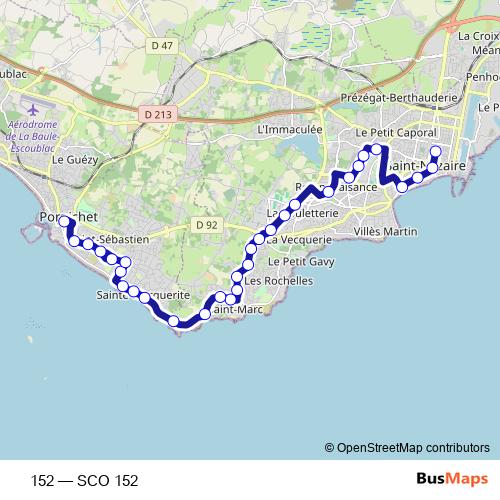 152 bus Line Map