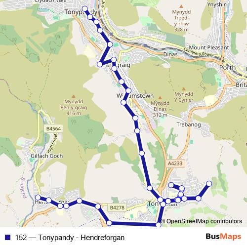 152 bus Line Map