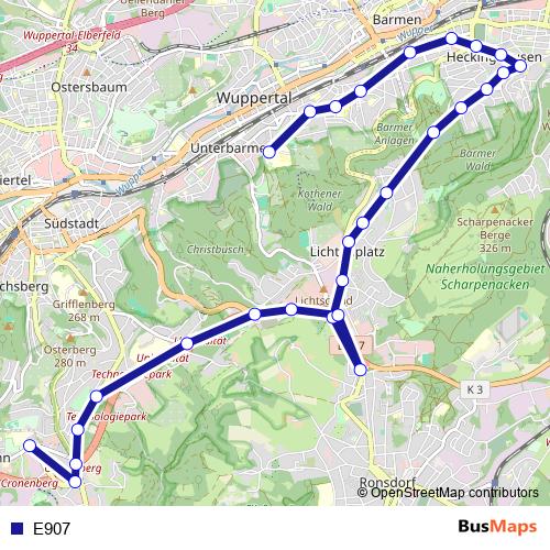 E907 bus Line Map