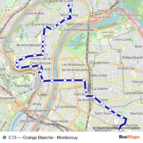 C13 trolleybus Line Map