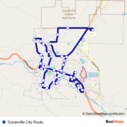 Susanville City Route bus Line Map